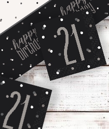 Black Glitz 21st Birthday Party Supplies | Balloon | Decoration | Pack